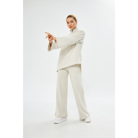 White Melange Sweat Matching Set | Montivo Pakistan