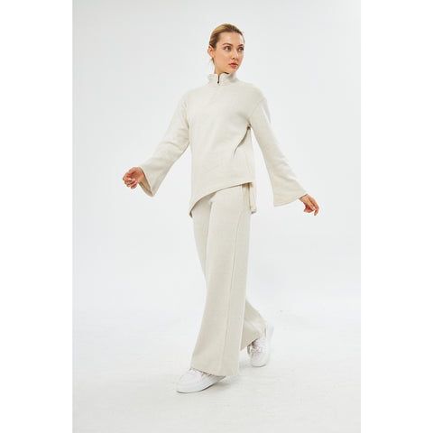 White Melange Sweat Matching Set | Montivo Pakistan