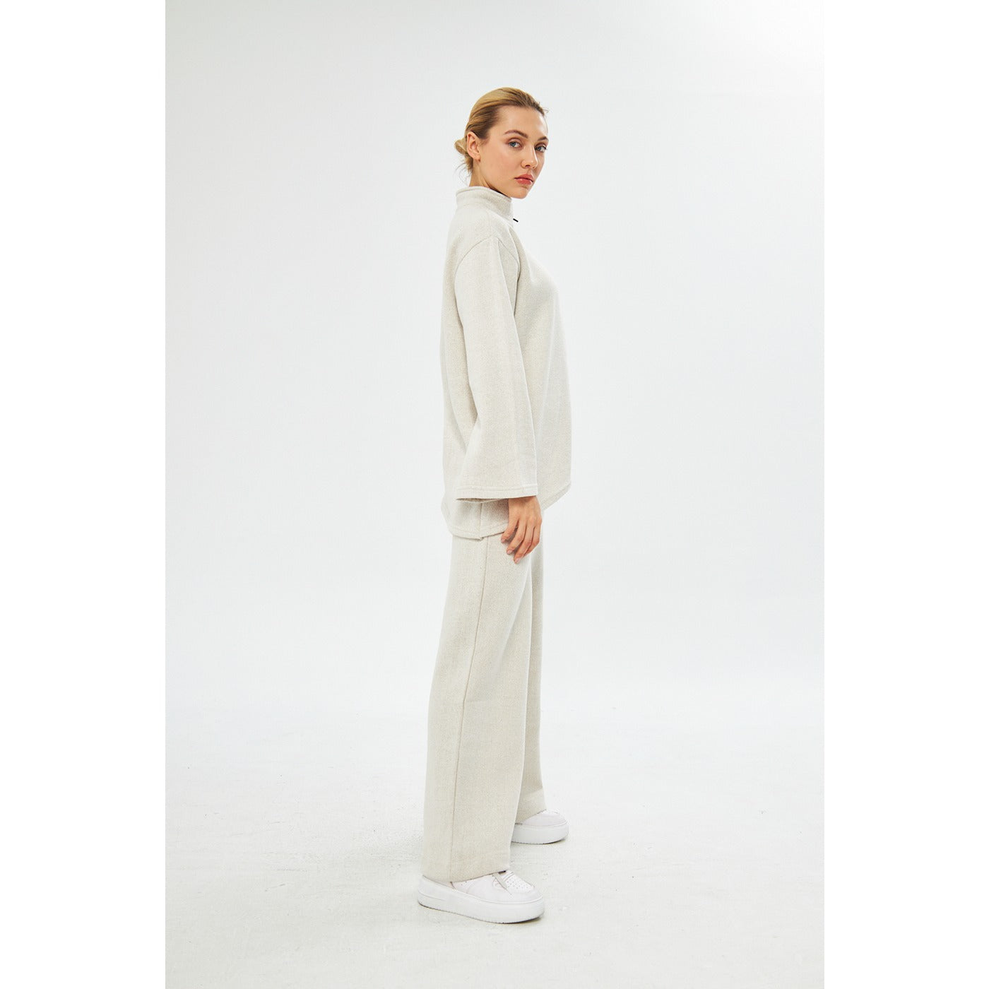 White Melange Sweat Matching Set | Montivo Pakistan