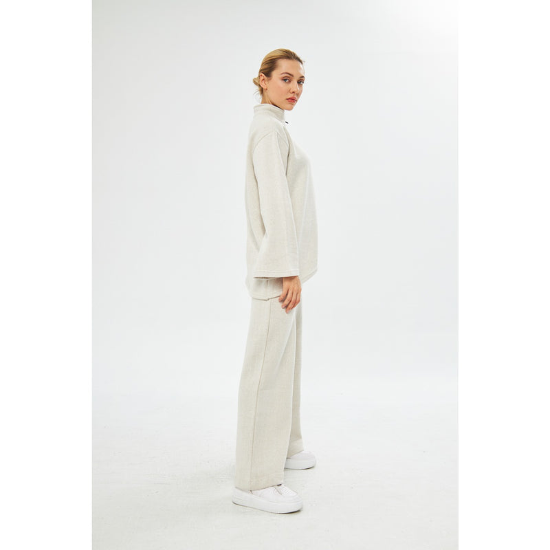 White Melange Sweat Matching Set | Montivo Pakistan