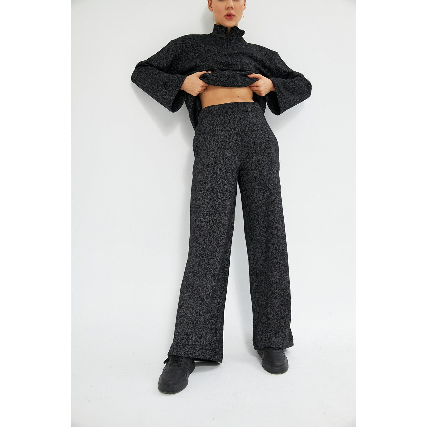 Black Melange Sweat Matching Set | Montivo Pakistan