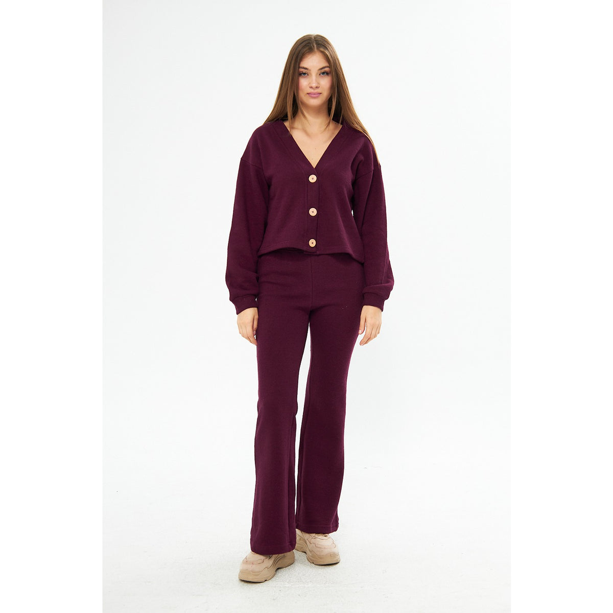 Burgundy Textured Button Cardigan | Montivo Pakistan