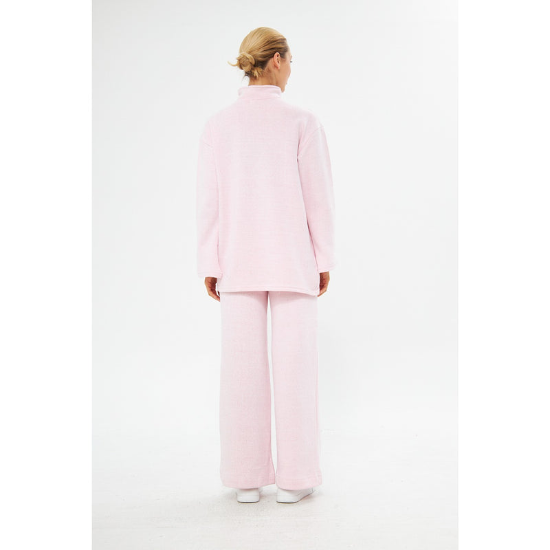 Zipper Cross Hem Pink Sweatshirt | Montivo Pakistan