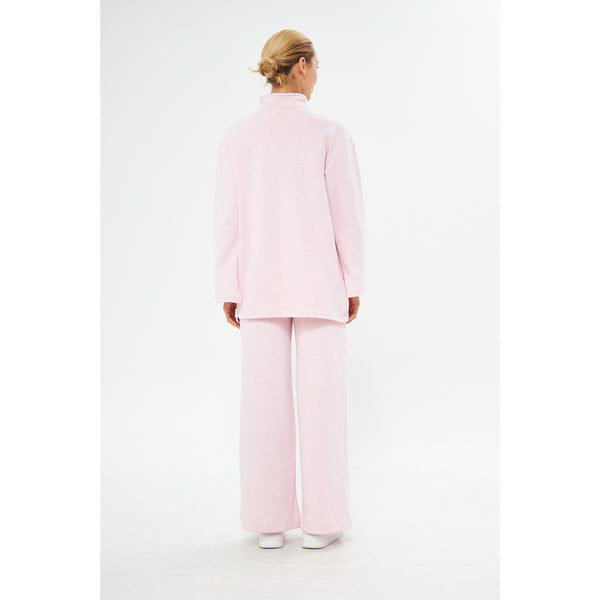 Zipper Cross Hem Pink Sweatshirt | Montivo Pakistan