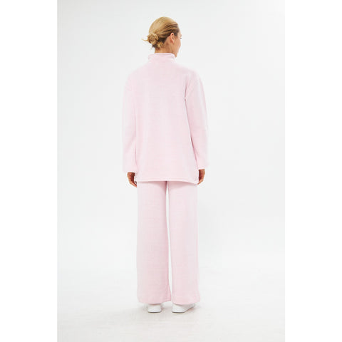 Zipper Cross Hem Pink Sweatshirt | Montivo Pakistan