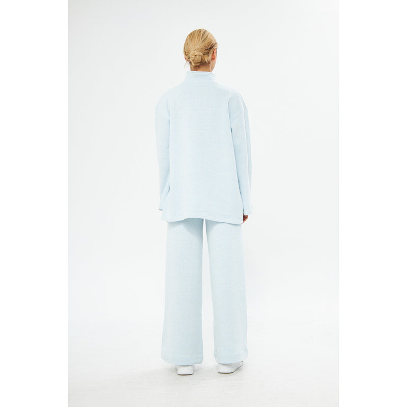 Blue Melange Wide Leg Trouser | Montivo Pakistan