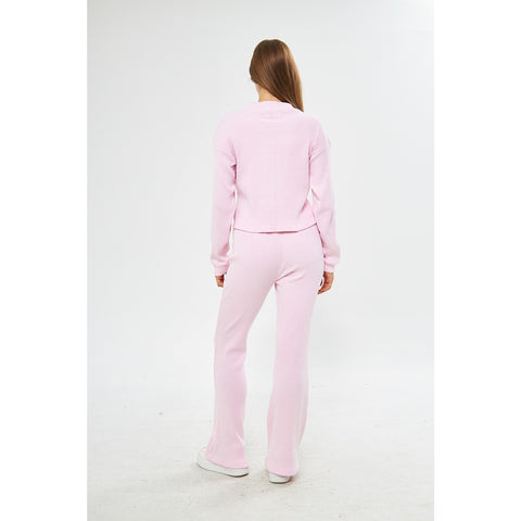 Pink Ribbed Boot Cut Trouser | Montivo Pakistan