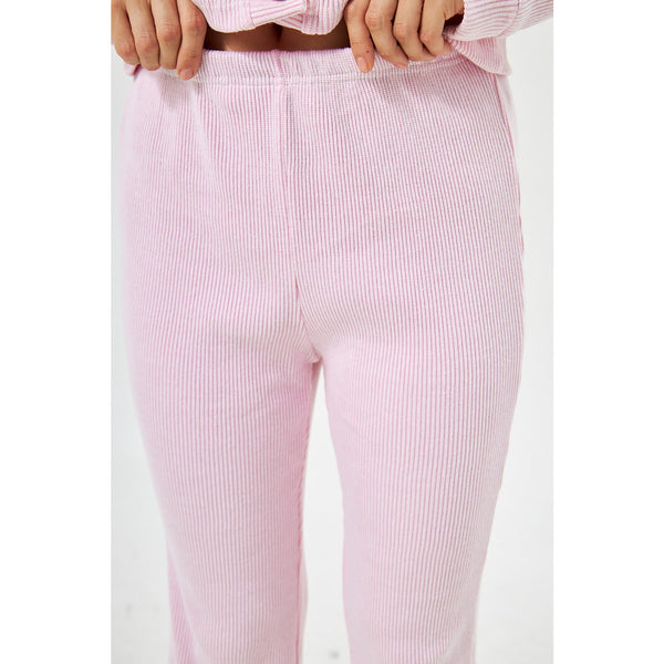 Pink Ribbed Boot Cut Trouser | Montivo Pakistan