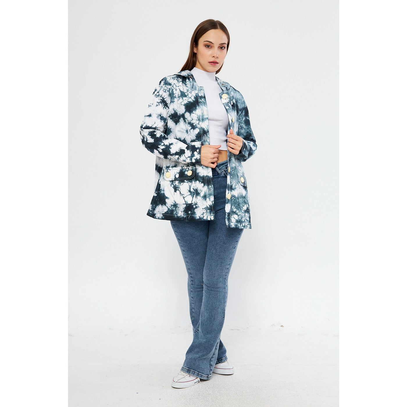 Blue Tie Dye Button Down Hoodie | Montivo Pakistan