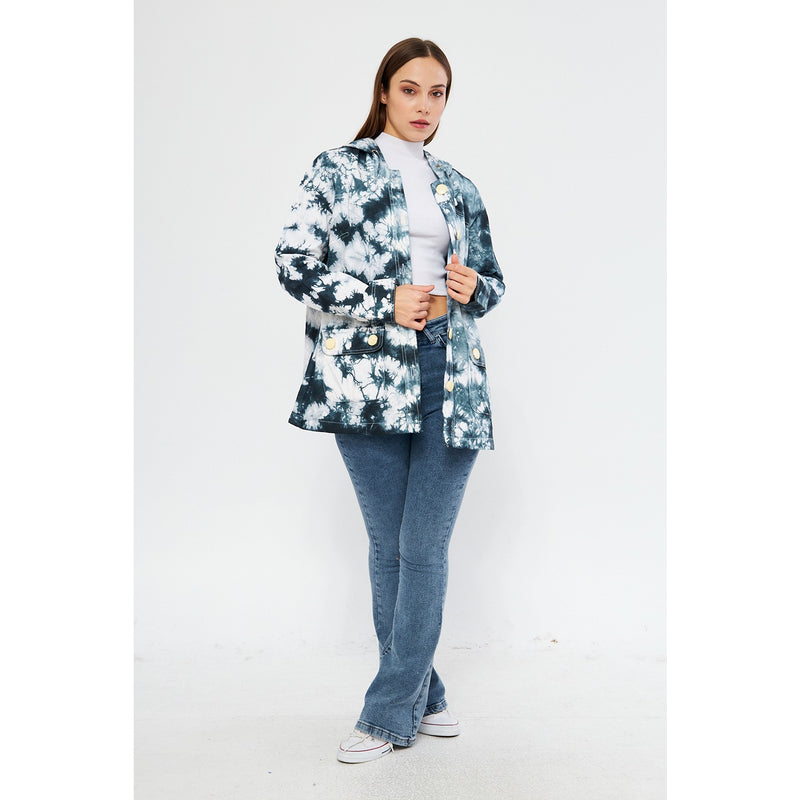Blue Tie Dye Button Down Hoodie | Montivo Pakistan