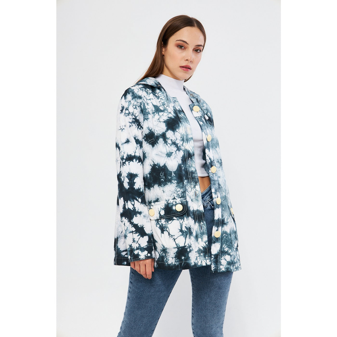 Blue Tie Dye Button Down Hoodie | Montivo Pakistan