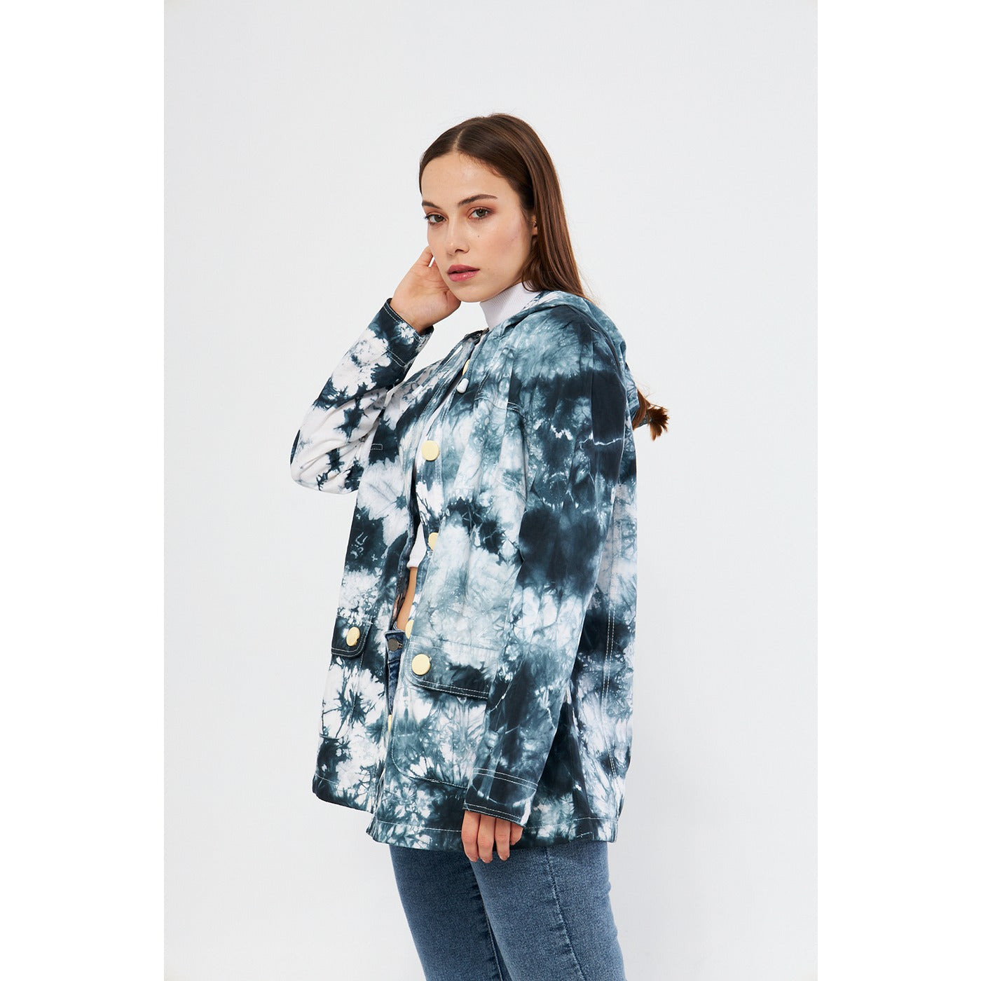 Blue Tie Dye Button Down Hoodie | Montivo Pakistan