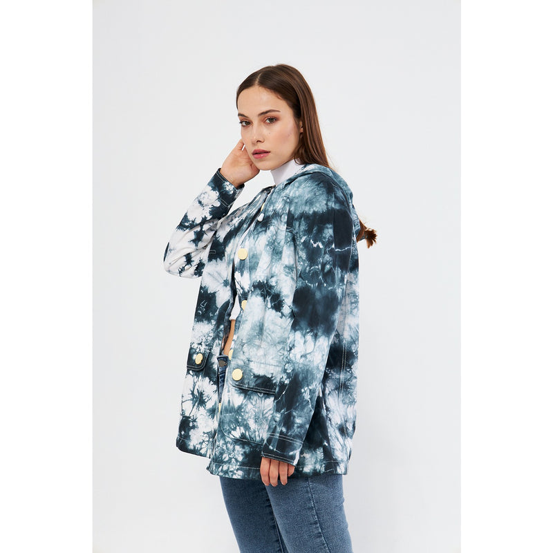 Blue Tie Dye Button Down Hoodie | Montivo Pakistan