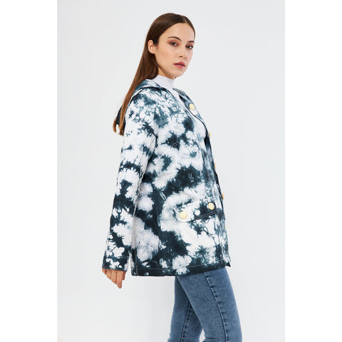 Blue Tie Dye Button Down Hoodie | Montivo Pakistan