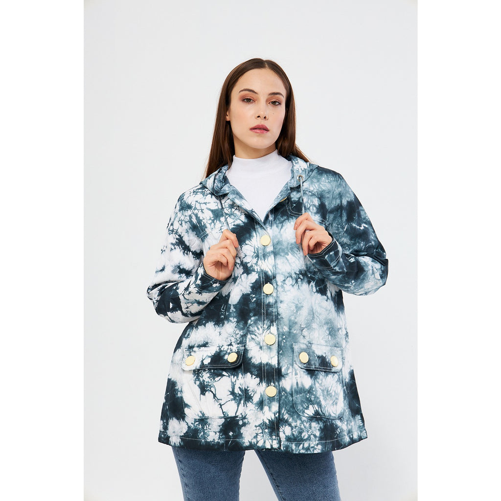 Blue Tie Dye Button Down Hoodie | Montivo Pakistan