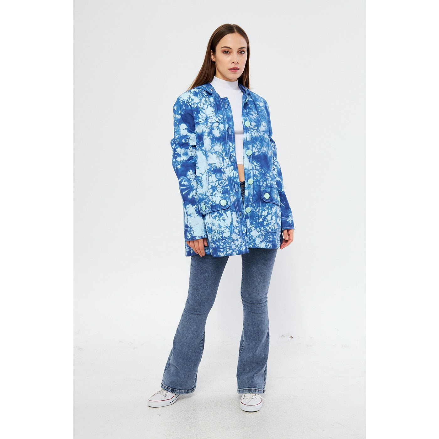 Bright Blue Tie Dye Button Down Hoodie | Montivo Pakistan