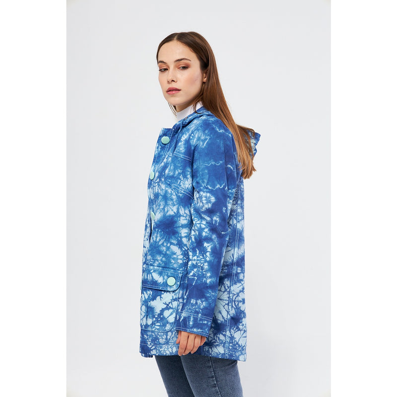 Bright Blue Tie Dye Button Down Hoodie | Montivo Pakistan
