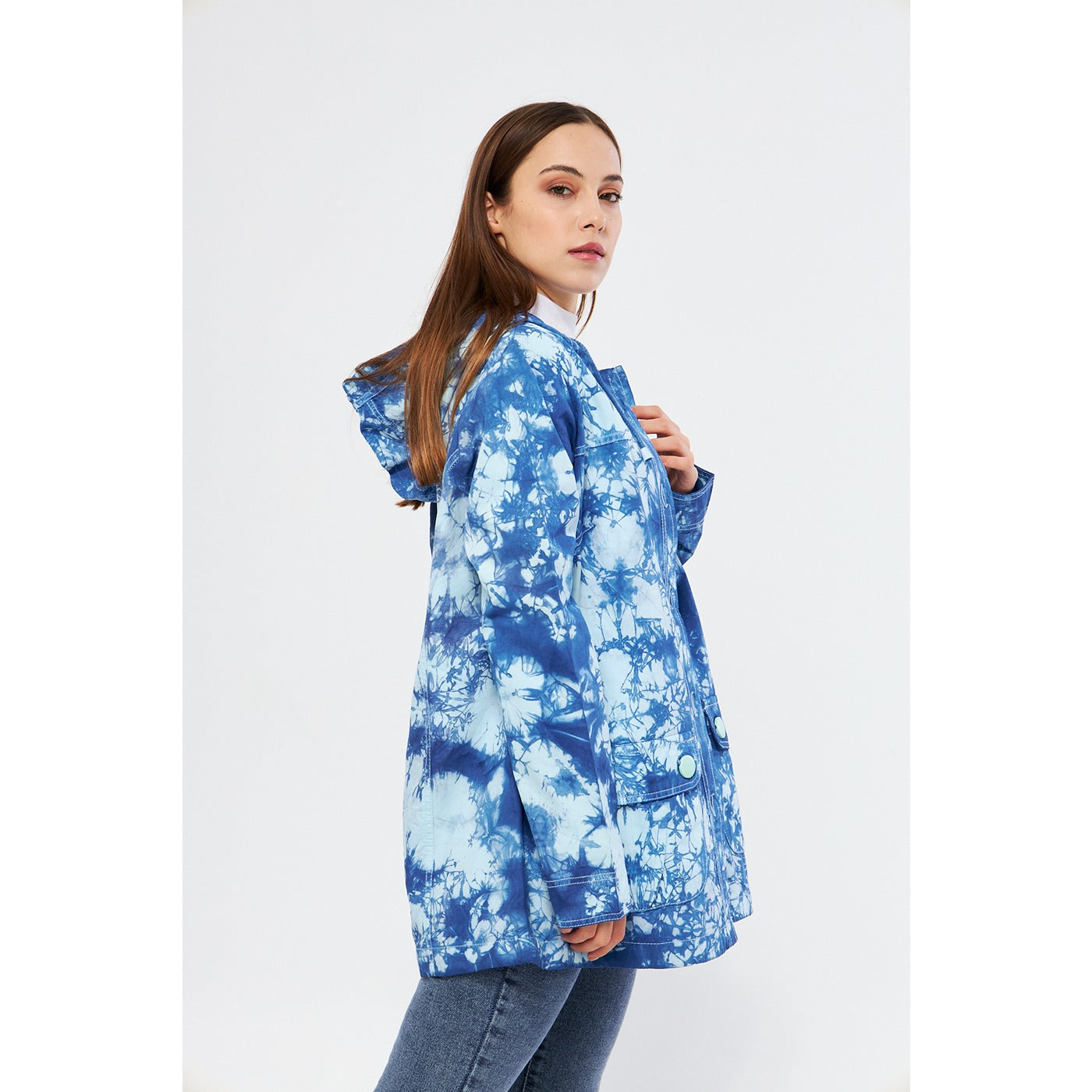Bright Blue Tie Dye Button Down Hoodie | Montivo Pakistan