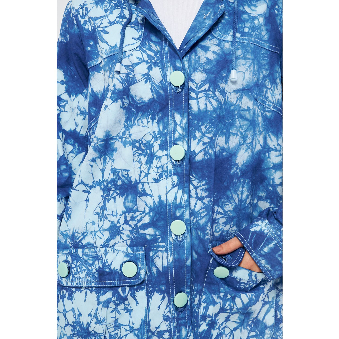 Bright Blue Tie Dye Button Down Hoodie | Montivo Pakistan