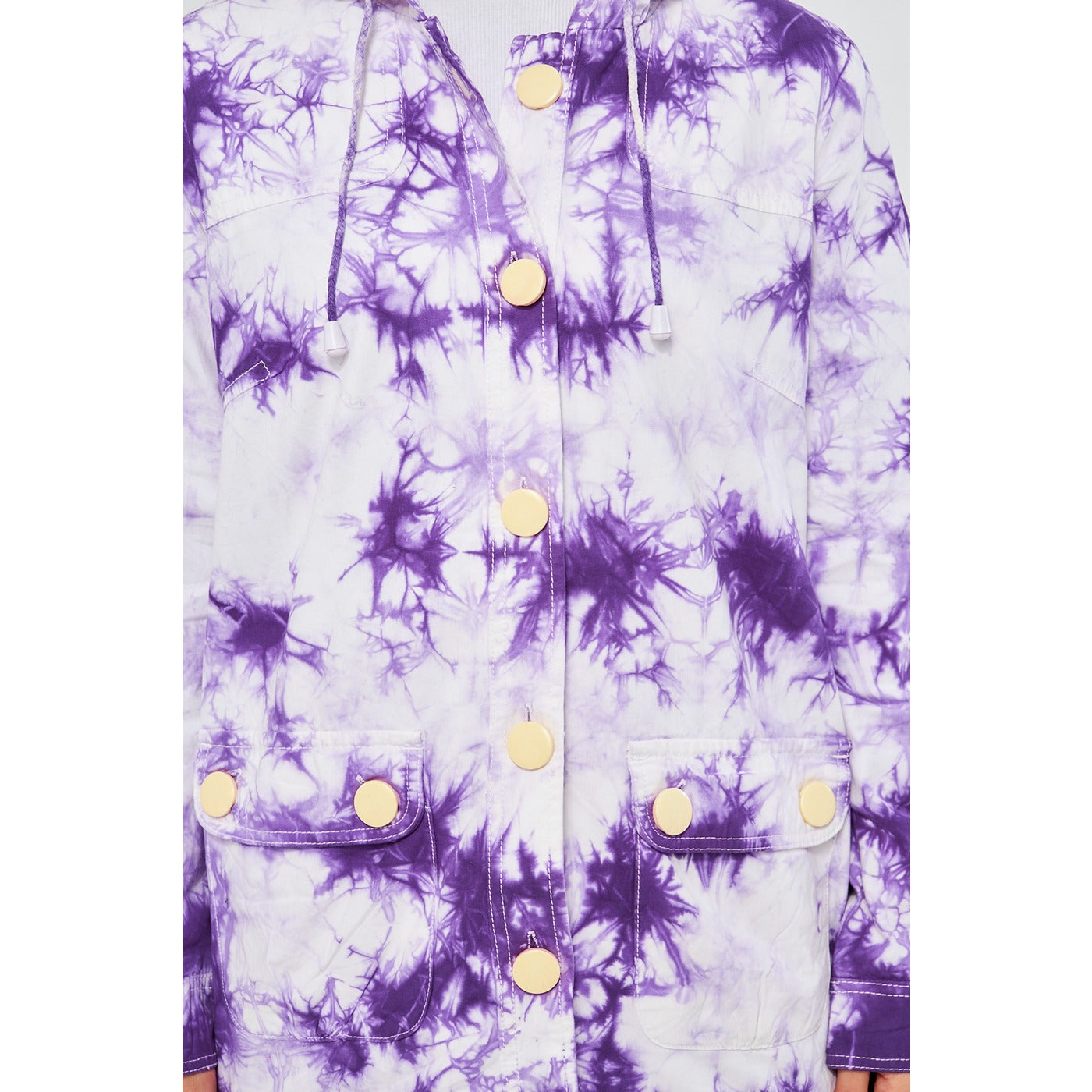 Lilac Tie Dye Button Down Hoodie | Montivo Pakistan