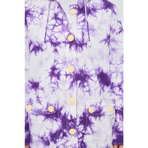 Lilac Tie Dye Button Down Hoodie | Montivo Pakistan