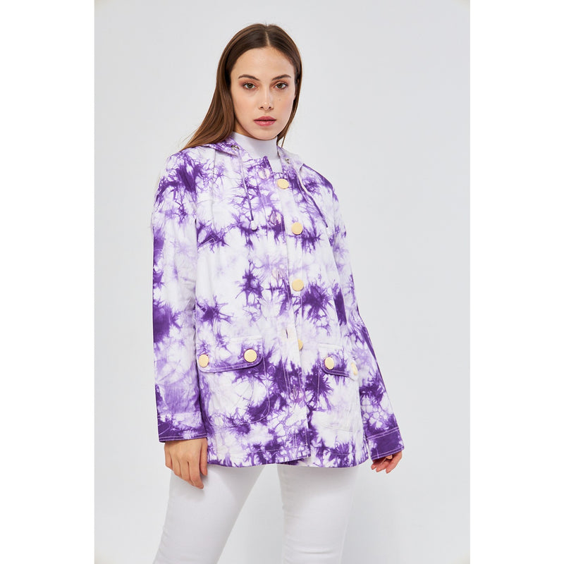 Lilac Tie Dye Button Down Hoodie | Montivo Pakistan