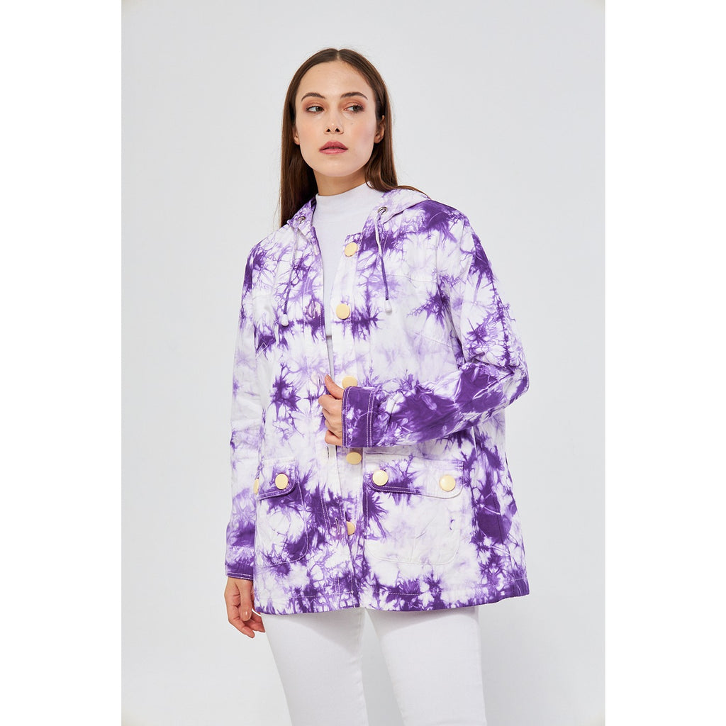 Lilac Tie Dye Button Down Hoodie | Montivo Pakistan