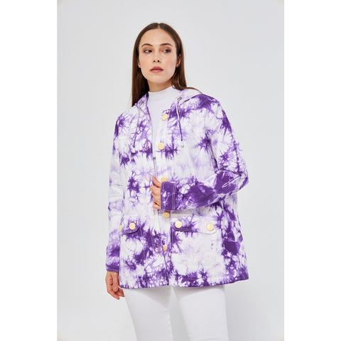 Lilac Tie Dye Button Down Hoodie | Montivo Pakistan