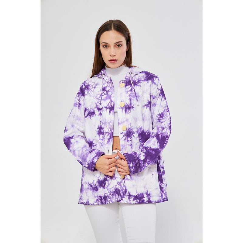 Lilac Tie Dye Button Down Hoodie | Montivo Pakistan