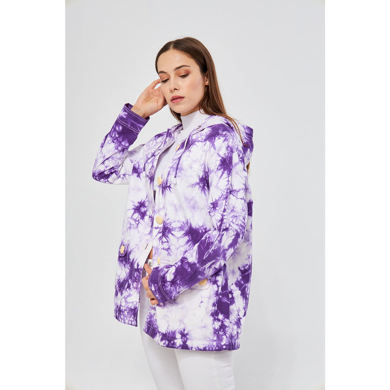 Lilac Tie Dye Button Down Hoodie | Montivo Pakistan