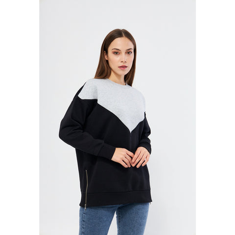 Two Tone Side Zipper Oversized Sweatshirt | Montivo Pakistan