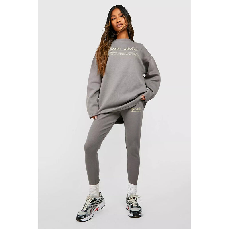 Grey Crewneck Oversized Printed Sweatshirt | Montivo Pakistan
