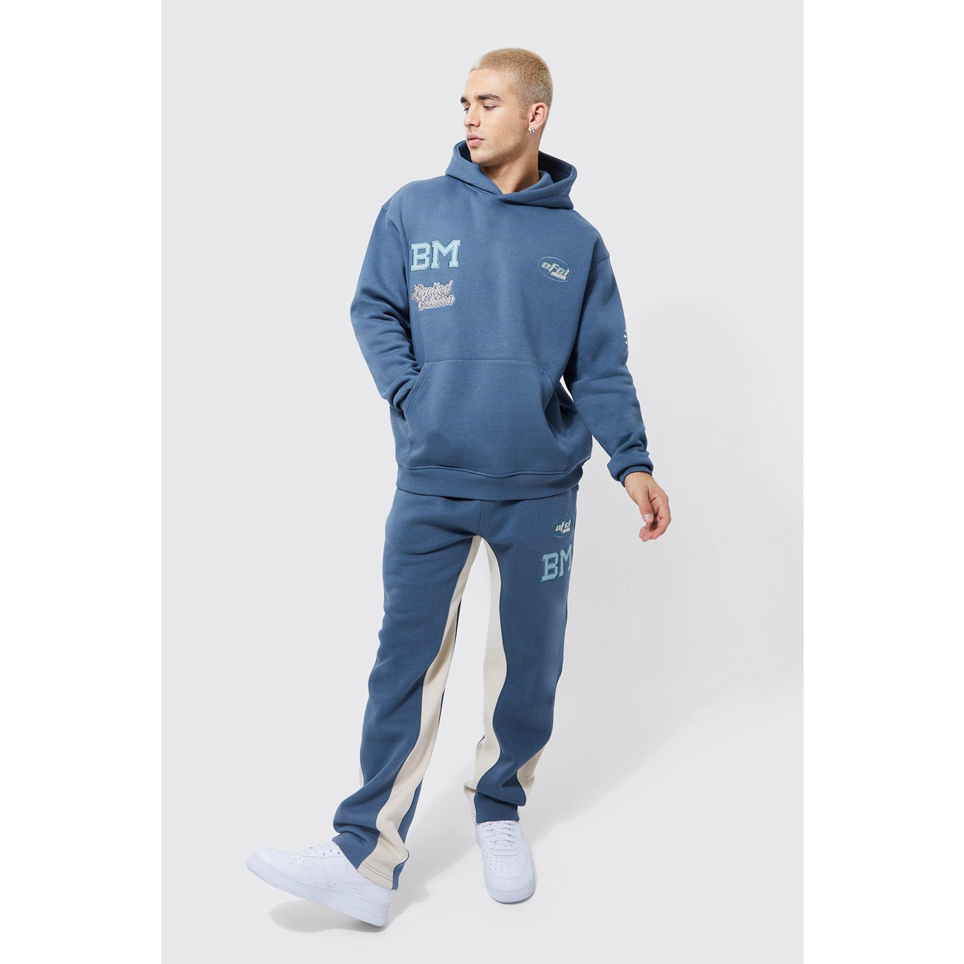 Blue Oversized Varsity Hoodie | Montivo Pakistan