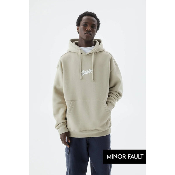 (Minor Fault) Beige Logo Hooded Sweatshirt | Montivo Pakistan
