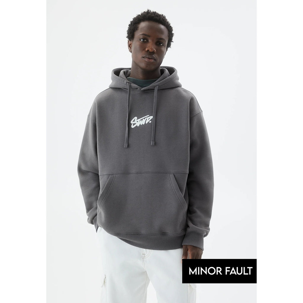 (Minor Fault) Grey Logo Hooded Sweatshirt | Montivo Pakistan