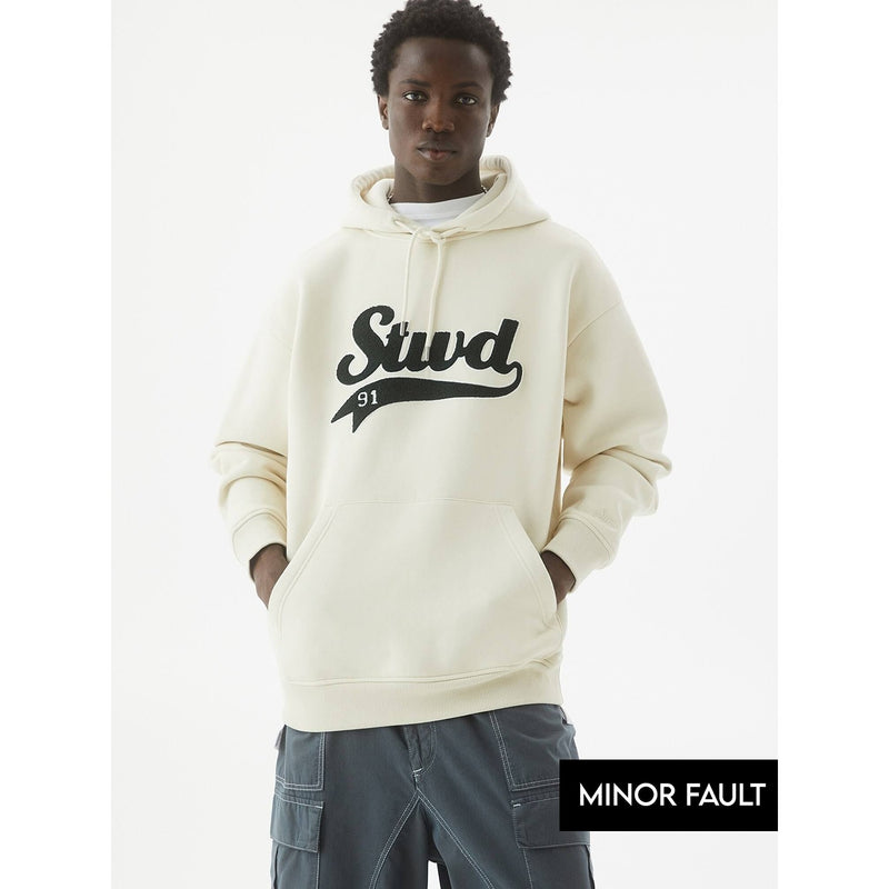 (Minor Fault) White STWD Embroidered Hoodie | Montivo Pakistan