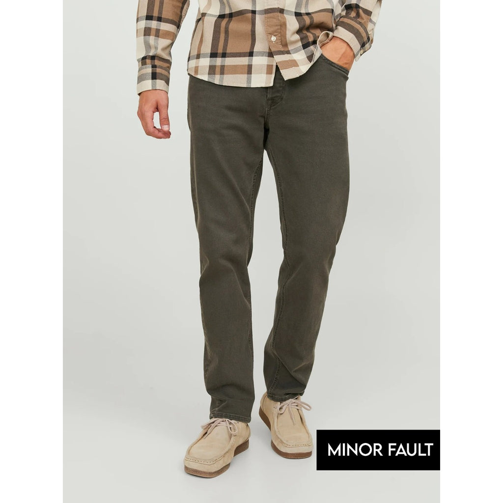 (Minor Fault) Tapered Fit Dark Olive Jeans | Montivo Pakistan