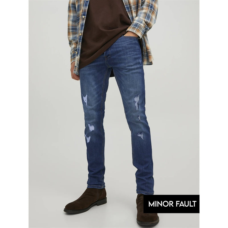(Minor Fault) Blue Ripped Slim Jeans | Montivo Pakistan