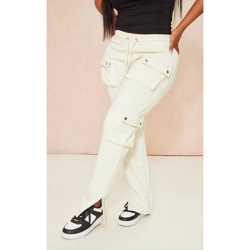 Cream Shape Straight Leg Cargo Joggers | Montivo Pakistan