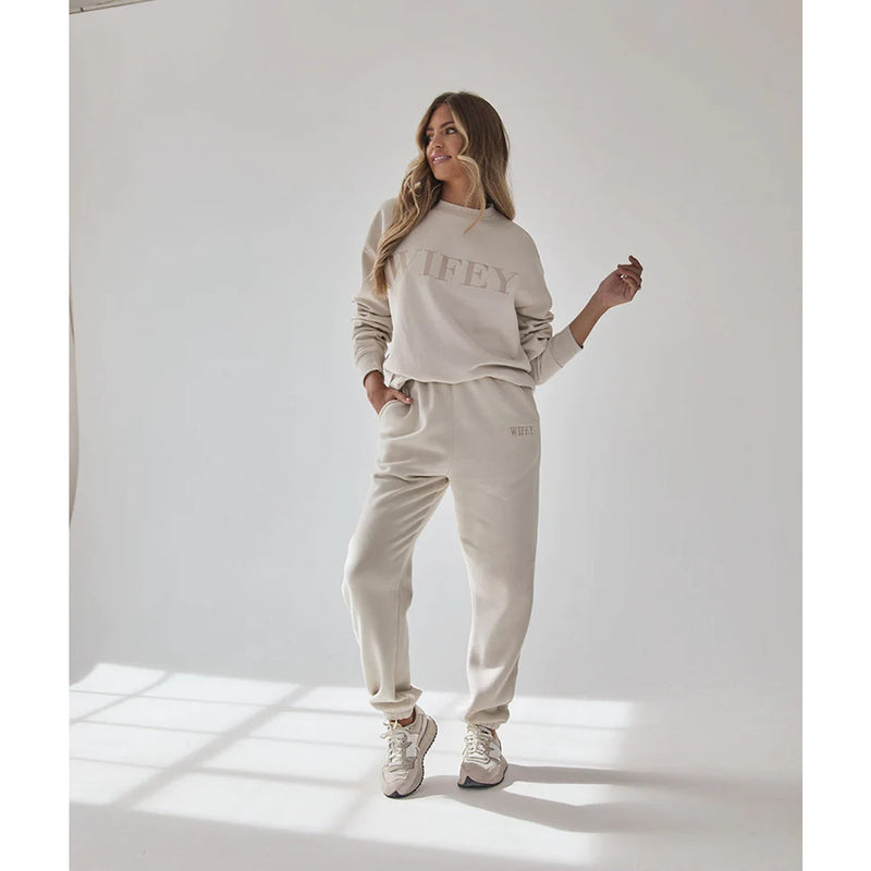 Wifey Statement Sweatpants - Champagne | Montivo Pakistan