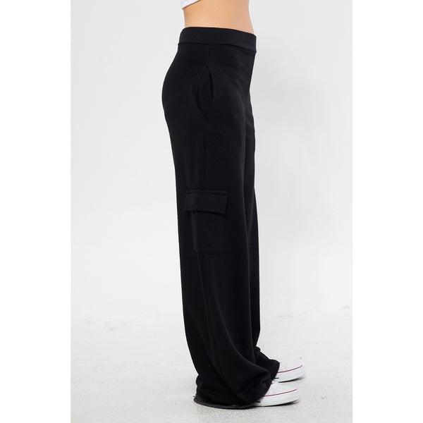 Black Wide Leg Cargo Trousers | Montivo Pakistan
