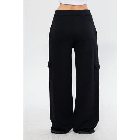 Black Wide Leg Cargo Trousers | Montivo Pakistan