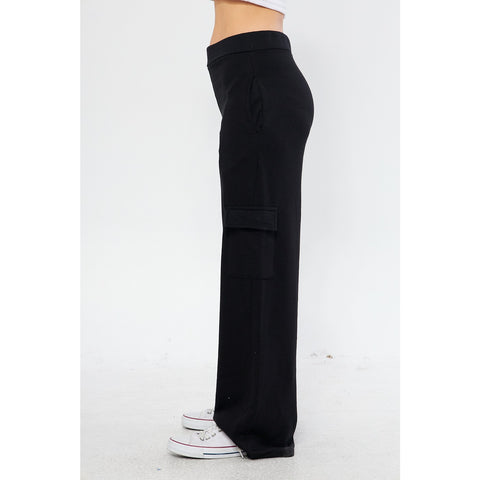 Black Wide Leg Cargo Trousers | Montivo Pakistan