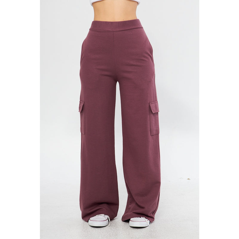 Mauve Purple Wide Leg Cargo Trousers | Montivo Pakistan