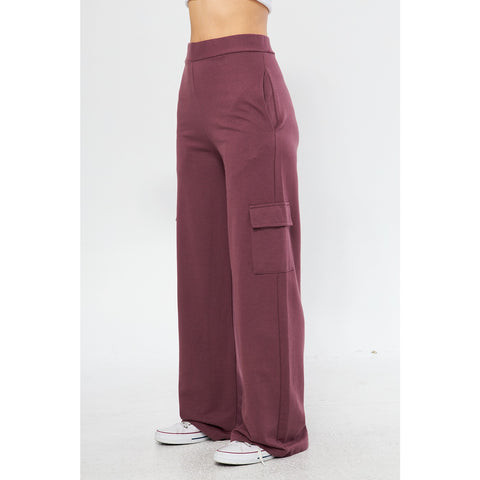 Mauve Purple Wide Leg Cargo Trousers | Montivo Pakistan