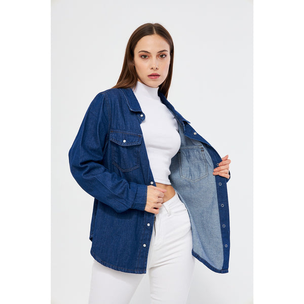 Blue Oversized Denim Shacket | Montivo Pakistan