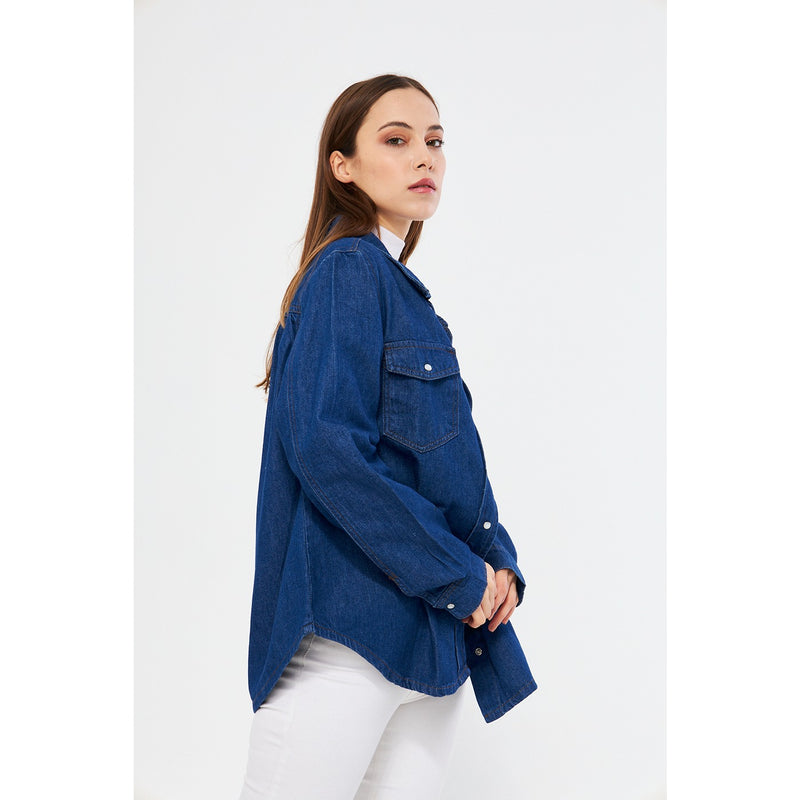 Blue Oversized Denim Shacket | Montivo Pakistan