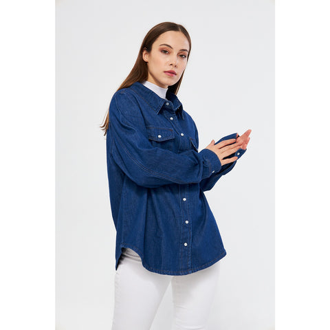 Blue Oversized Denim Shacket | Montivo Pakistan