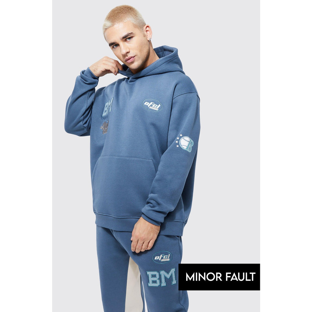 (Minor Fault) Blue Oversized Varsity Hoodie | Montivo Pakistan