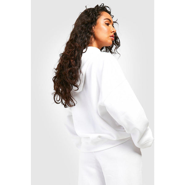 White Motocross Printed Seam Detail Oversized Hoodie | Montivo Pakistan